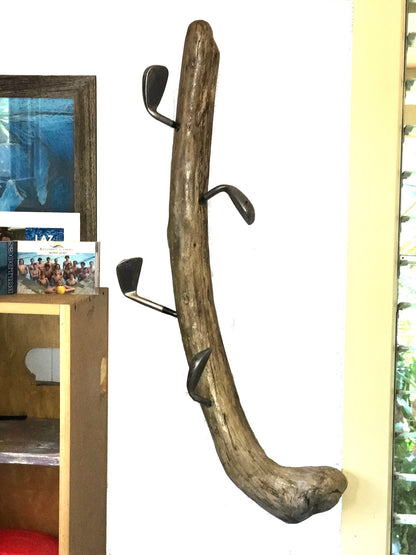 Clubby: Golf Clubs and Driftwood Hat/Coat Hanger - Aloha style
